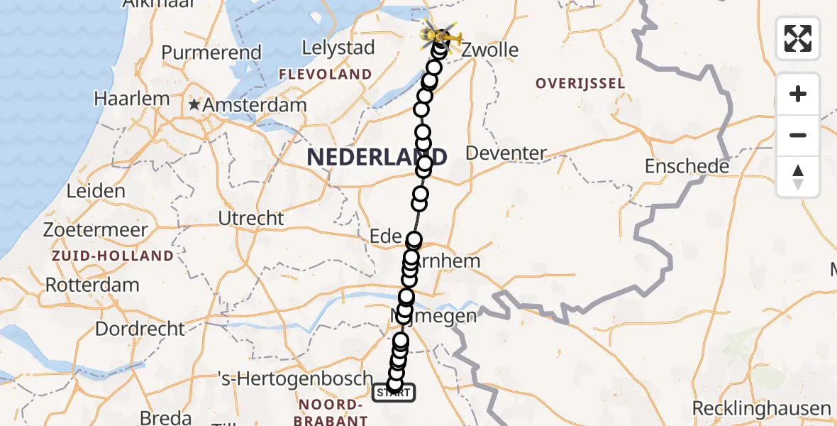 Vluchtroute Traumahelikopter Vliegbasis Volkel - Kampen, 04 april 2025, 10:57