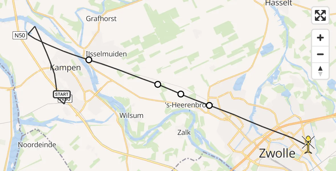 Routekaart van de vlucht: Lifeliner 3 naar Zwolle, Kleine Bouwkolk