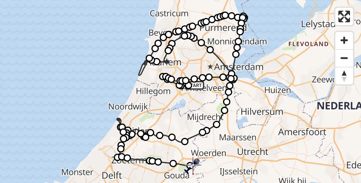 Vluchtroute Politiehelikopter Schiphol - Driebruggen, 04 april 2025, 16:45