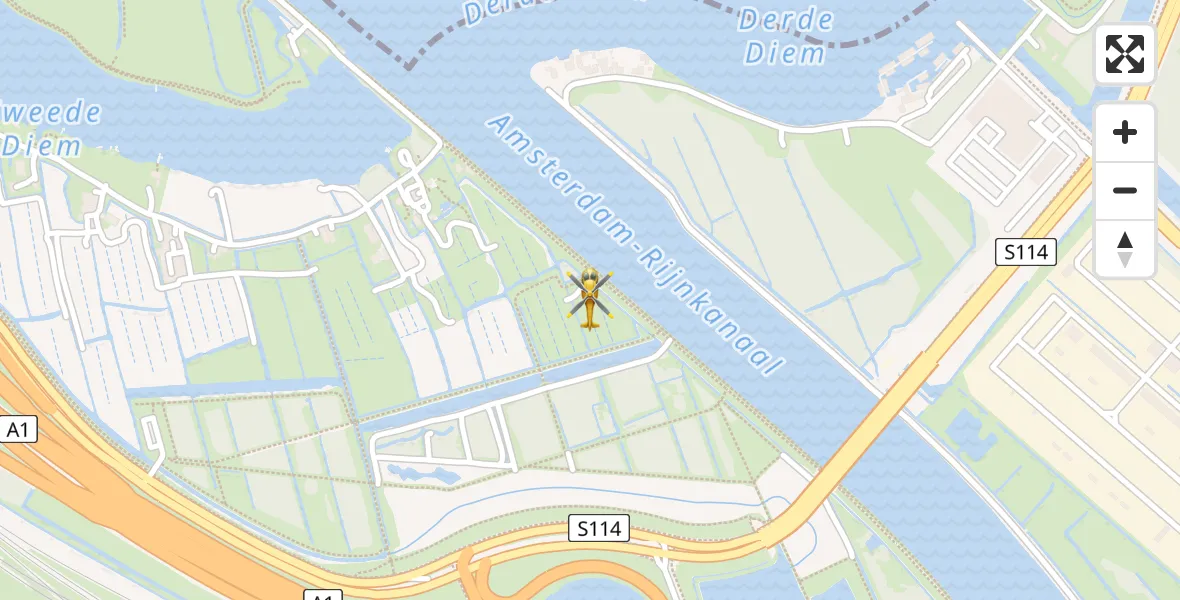 Vluchtroute Traumahelikopter Diemen - Diemen, 04 april 2025, 16:50