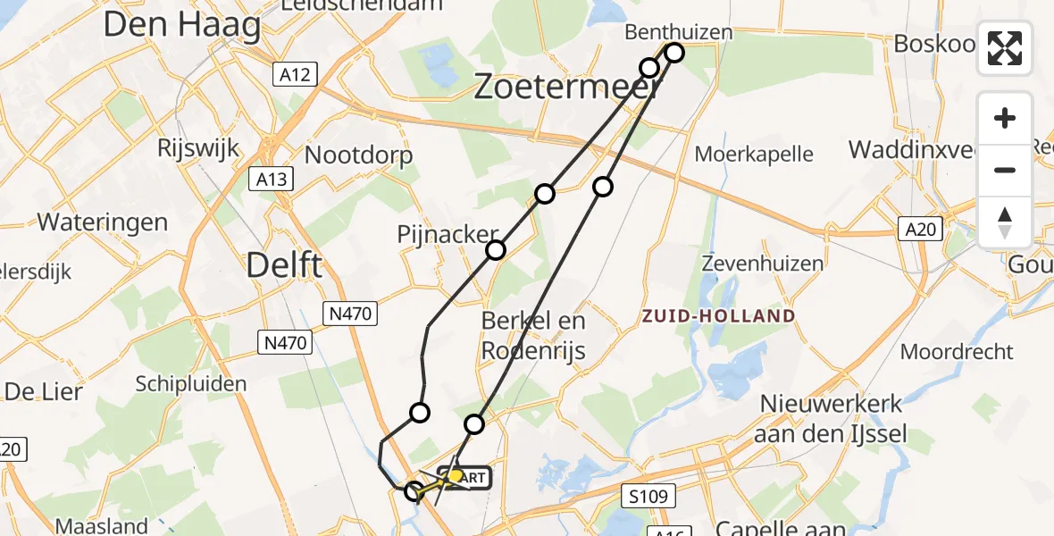 Routekaart van de vlucht: Lifeliner 2 naar Rotterdam The Hague Airport, Nieuwe Bovendijk