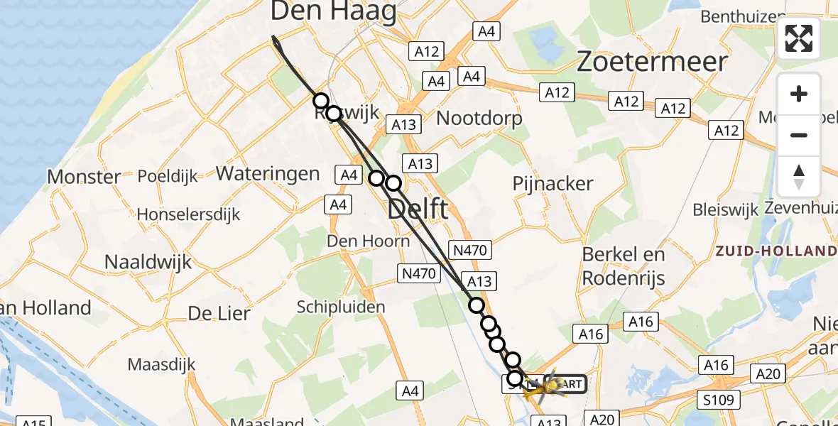 Routekaart van de vlucht: Lifeliner 2 naar Rotterdam The Hague Airport, Barajasbaan
