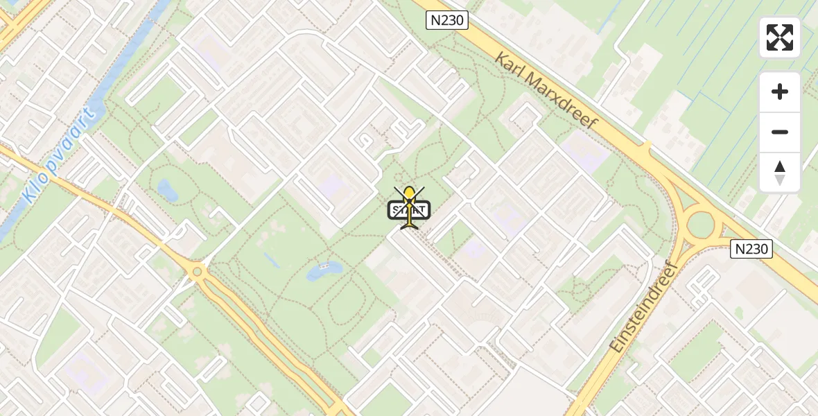 Routekaart van de vlucht: Lifeliner 1 naar Utrecht, Mekongdreef