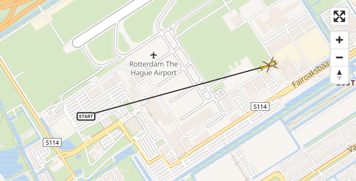 Vluchtroute Traumahelikopter Rotterdam The Hague Airport - Rotterdam The Hague Airport, 04 april 2025, 18:19