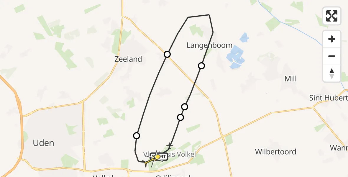 Routekaart van de vlucht: Lifeliner 3 naar Vliegbasis Volkel, Zeelandsedijk