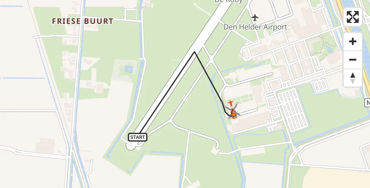 Vluchtroute Kustwachthelikopter Vliegveld De Kooy - Vliegveld De Kooy, 04 april 2025, 19:39