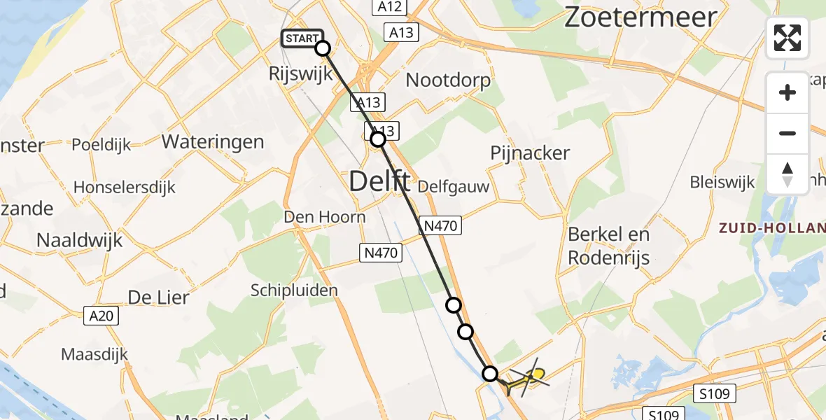 Routekaart van de vlucht: Lifeliner 2 naar Rotterdam The Hague Airport, Withuysstraat