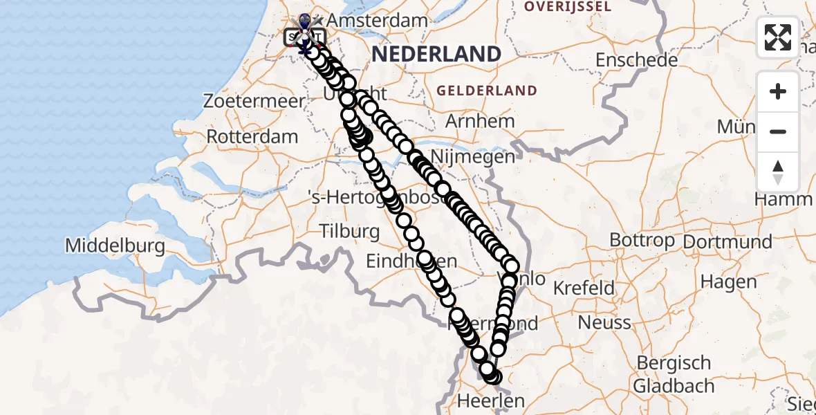 Vluchtroute Politiehelikopter Schiphol - Schiphol, 04 april 2025, 22:59