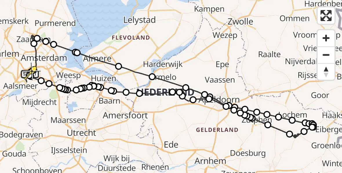 Vluchtroute Politiehelikopter van Schiphol naar Schiphol