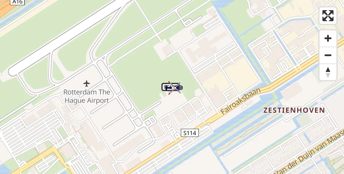 Vluchtroute Politiehelikopter van Rotterdam The Hague Airport naar Rotterdam The Hague Airport