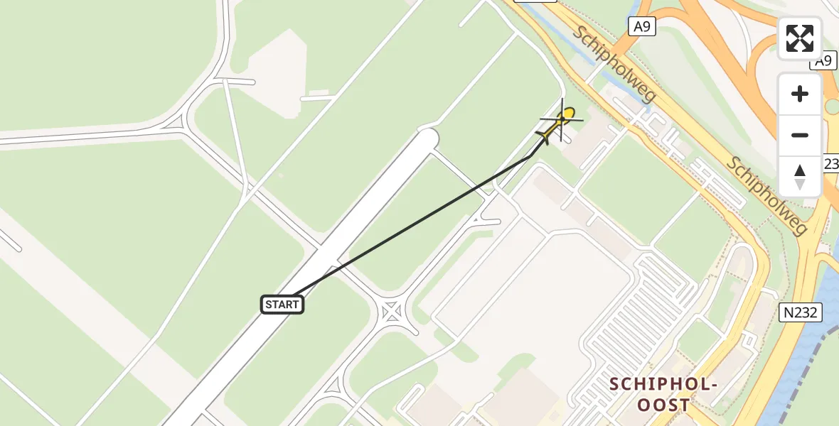 Vluchtroute Politiehelikopter van Schiphol naar Schiphol