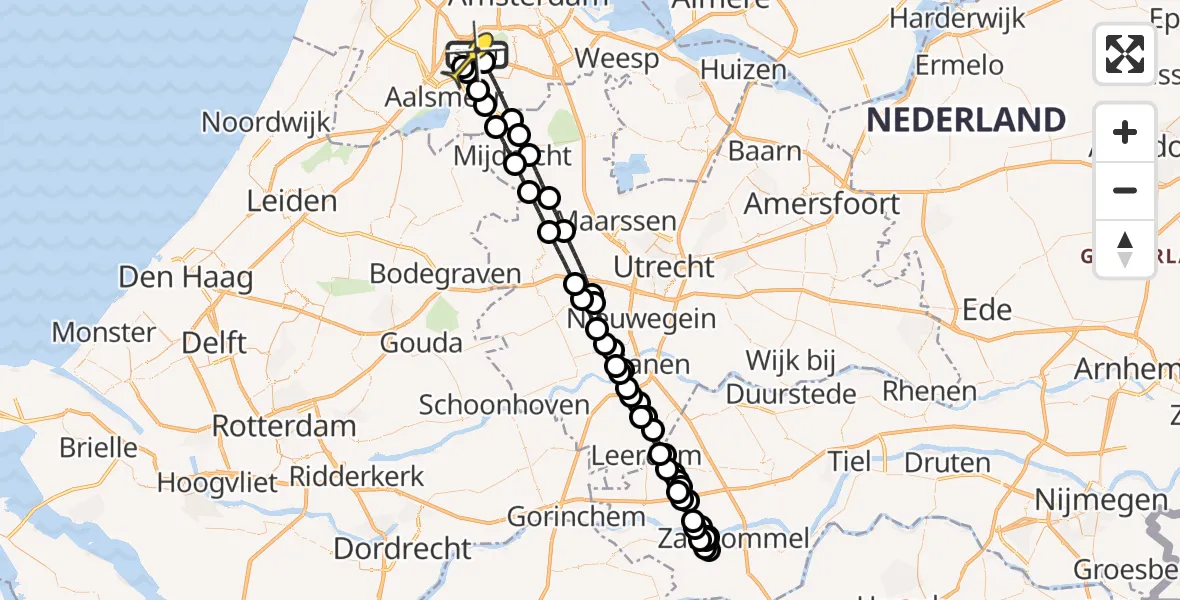 Vluchtroute Politiehelikopter van Schiphol naar Schiphol