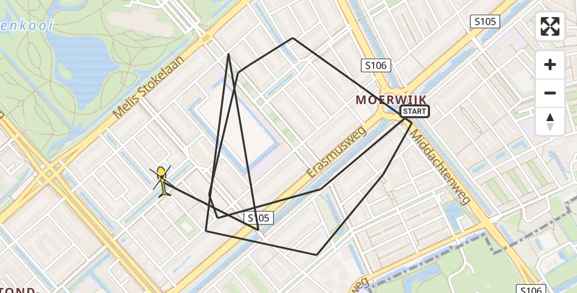 Vluchtroute Politiehelikopter van Den Haag naar Den Haag