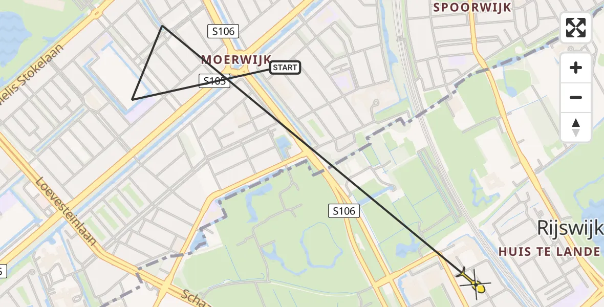 Routekaart van de vlucht: Politiehelikopter naar Rijswijk, Regenbooglaan