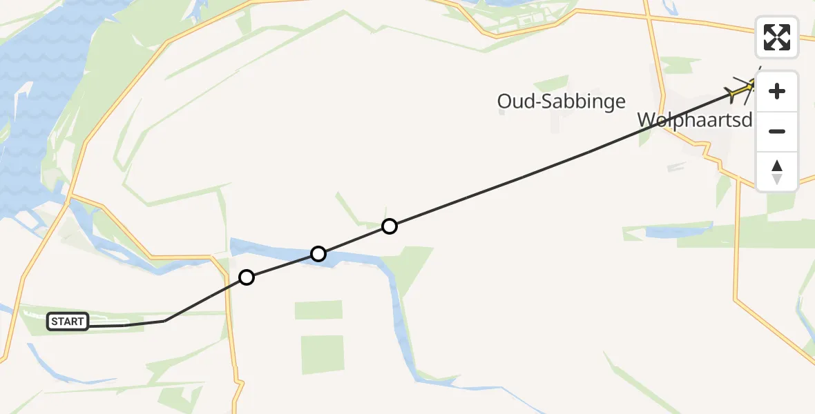 Routekaart van de vlucht: Politiehelikopter naar Wolphaartsdijk, Pietweg