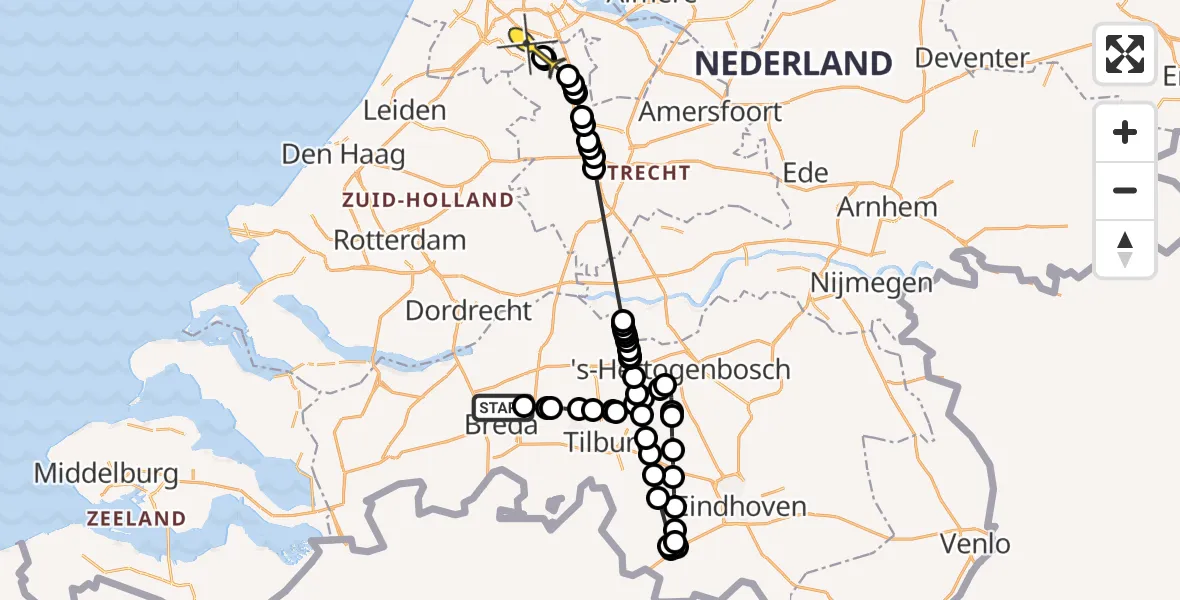 Routekaart van de vlucht: Politiehelikopter naar Amstelveen, Bergse Pad