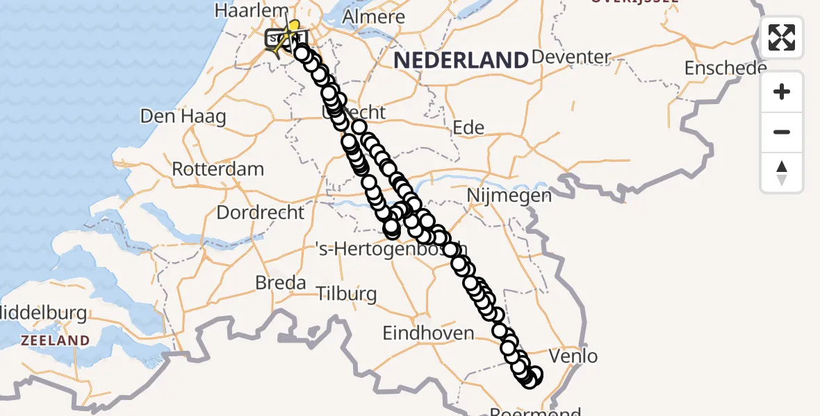 Vluchtroute Politiehelikopter van Schiphol naar Schiphol