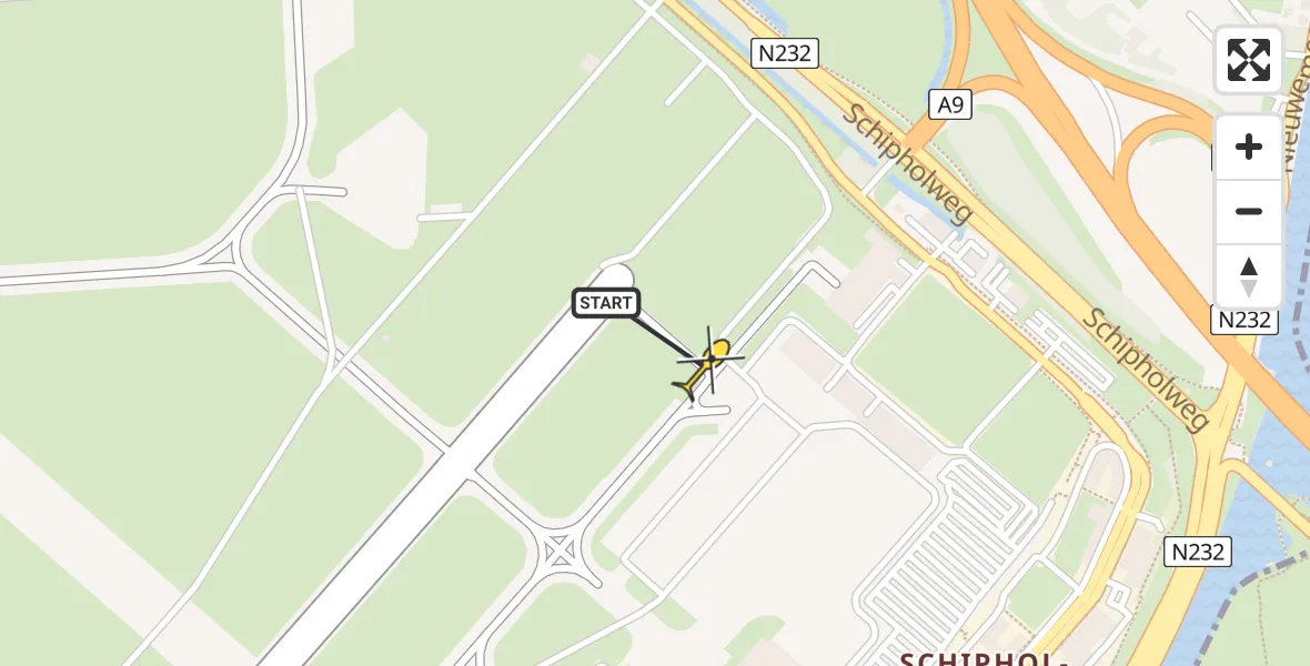 Vluchtroute Politiehelikopter van Schiphol naar Schiphol