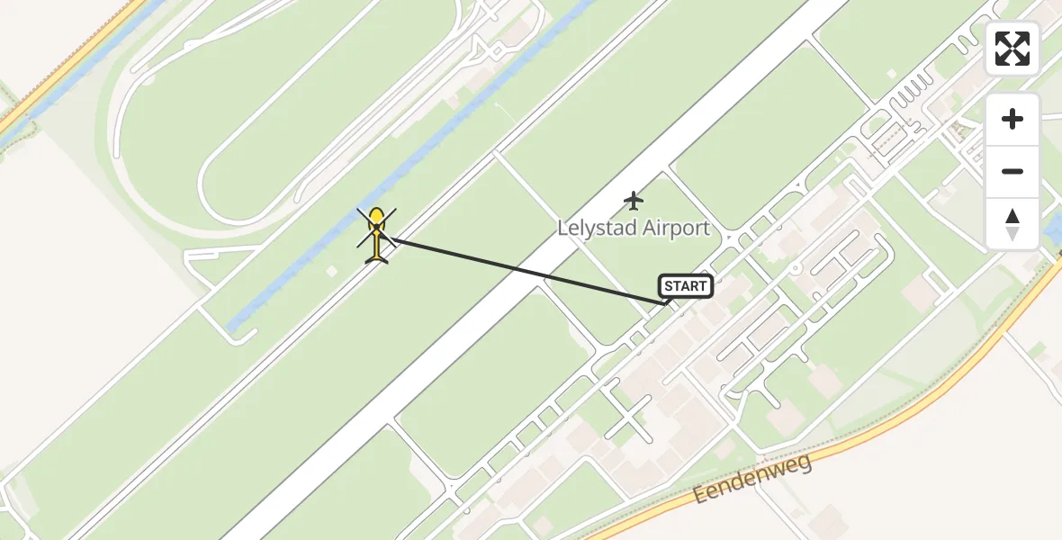 Routekaart van de vlucht: Traumaheli naar Lelystad Airport, Talingweg