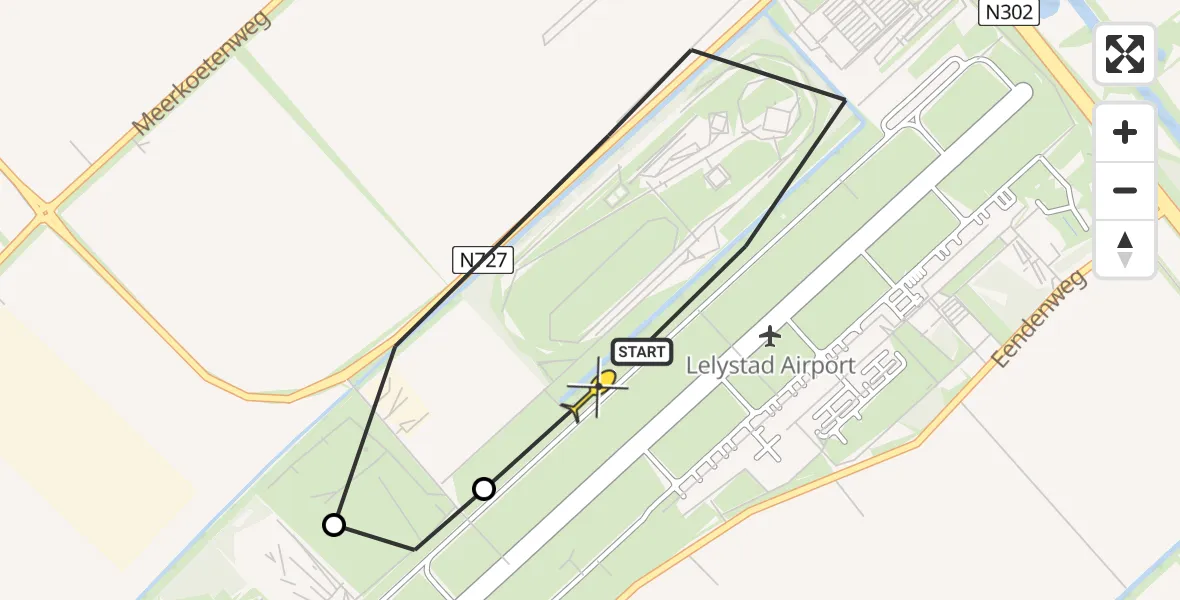 Routekaart van de vlucht: Traumahelikopter naar Lelystad Airport, Talingweg