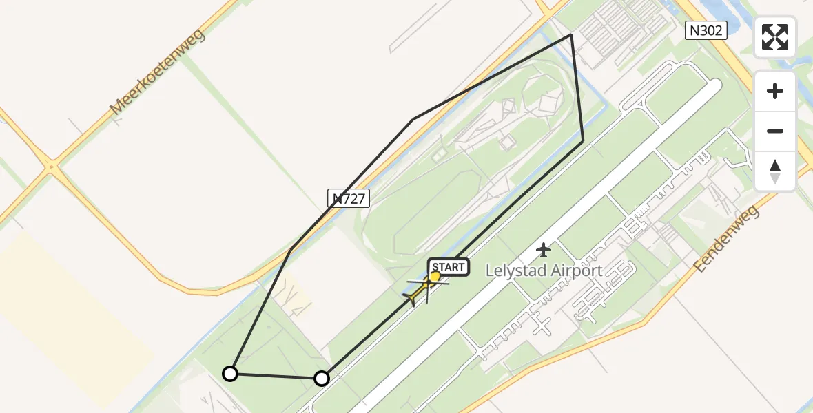 Routekaart van de vlucht: Traumahelikopter naar Lelystad Airport, Talingweg