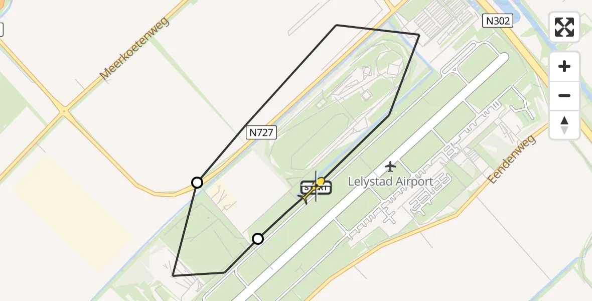 Routekaart van de vlucht: Traumahelikopter naar Lelystad Airport, Terminalplein