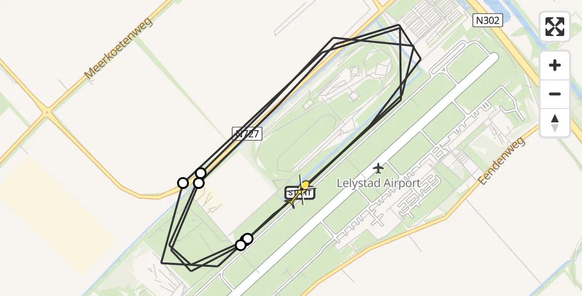 Routekaart van de vlucht: Traumahelikopter naar Lelystad Airport, Talingweg