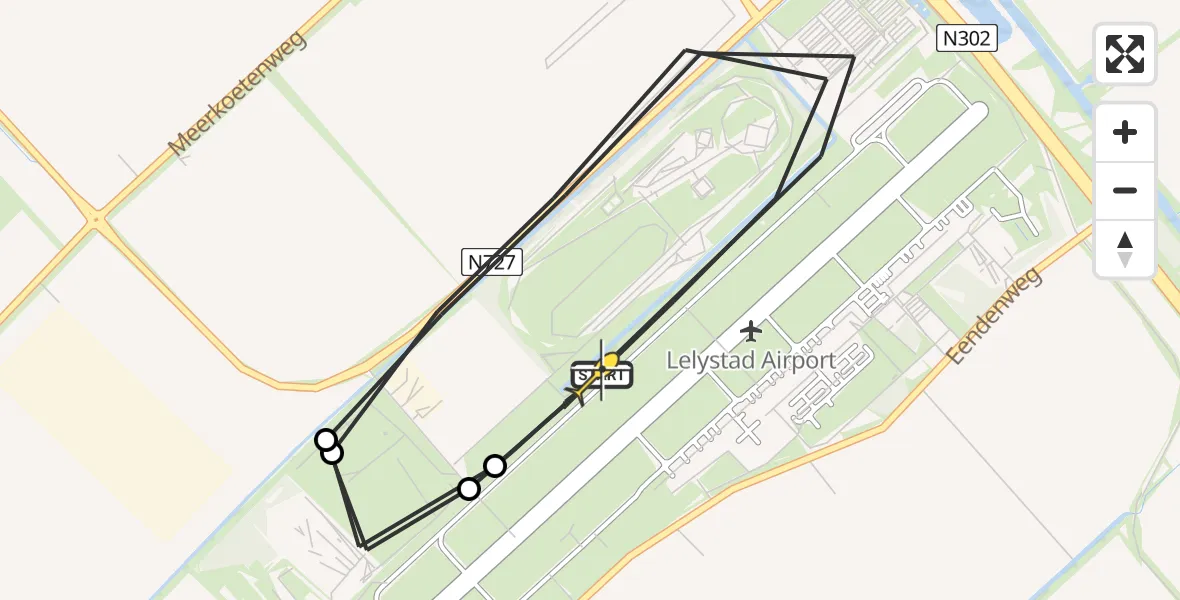 Routekaart van de vlucht: Traumahelikopter naar Lelystad Airport, Terminalplein