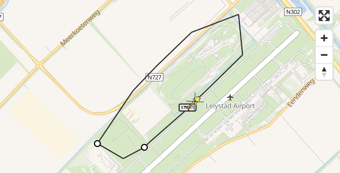 Routekaart van de vlucht: Traumahelikopter naar Lelystad Airport, Talingweg