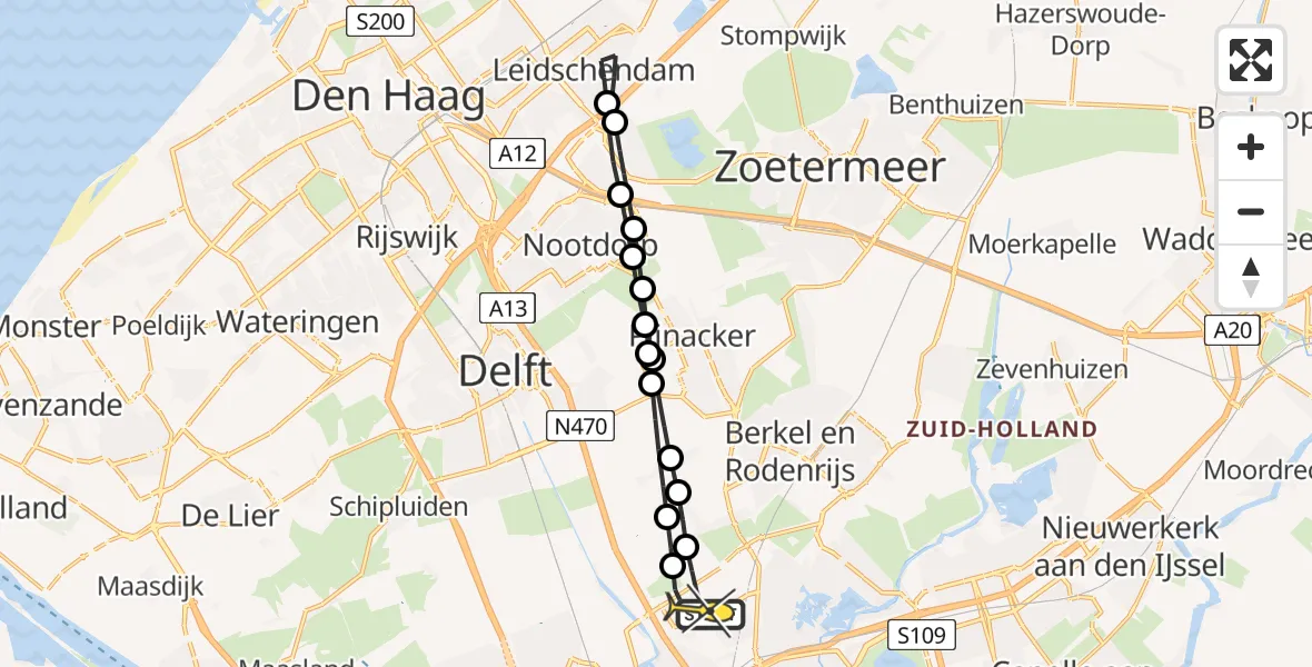 Routekaart van de vlucht: Lifeliner 2 naar Rotterdam The Hague Airport, Oude Bovendijk