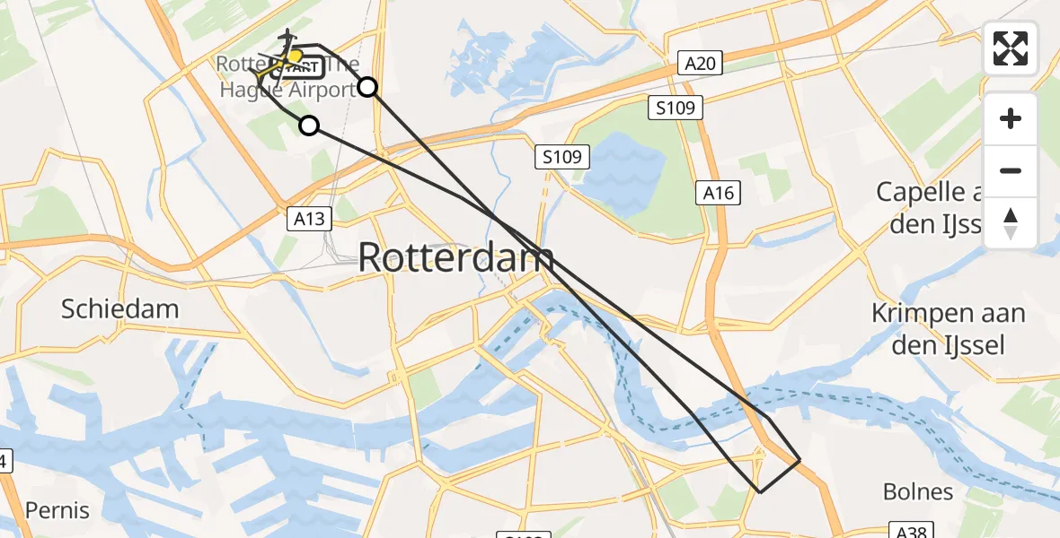 Routekaart van de vlucht: Lifeliner 2 naar Rotterdam The Hague Airport, Fornebubaan