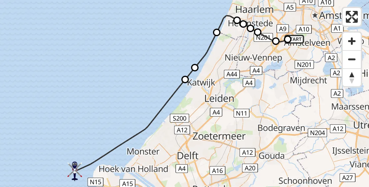Vluchtroute Politiehelikopter Schiphol - , 08 april 2025, 06:48