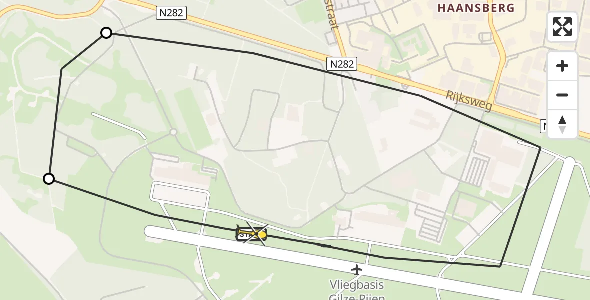 Routekaart van de vlucht: Traumaheli naar Vliegbasis Gilze-Rijen, Rijksweg