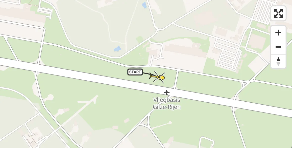 Routekaart van de vlucht: Traumaheli naar Vliegbasis Gilze-Rijen, Rijksweg