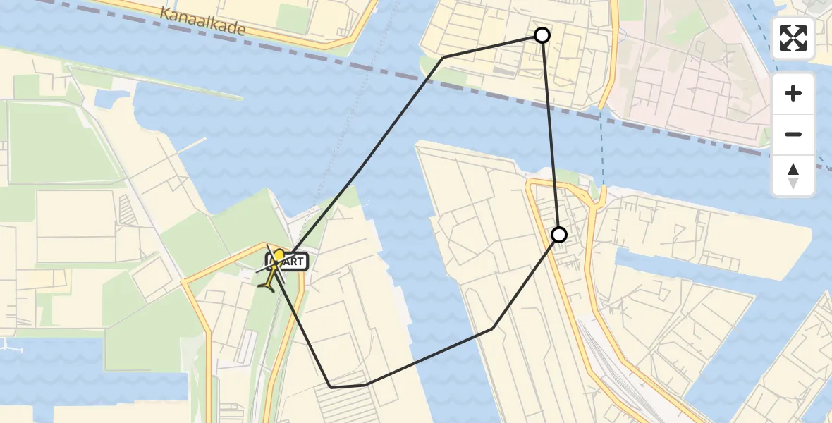 Routekaart van de vlucht: Lifeliner 1 naar Amsterdam Heliport, Hemkade