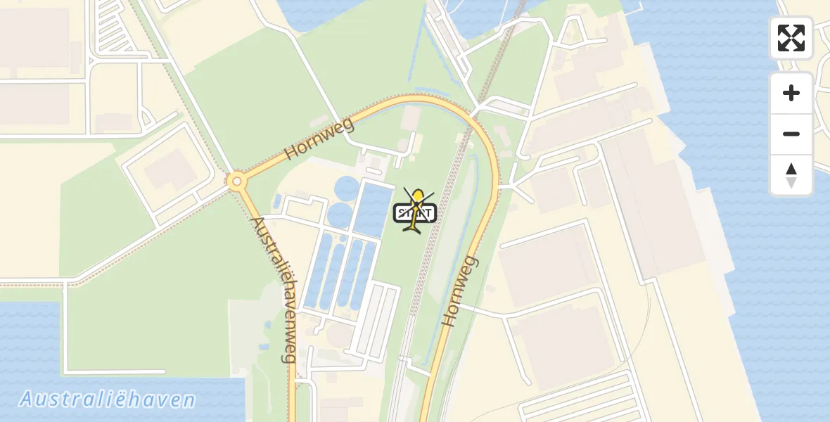 Routekaart van de vlucht: Lifeliner 1 naar Amsterdam Heliport, Hornweg