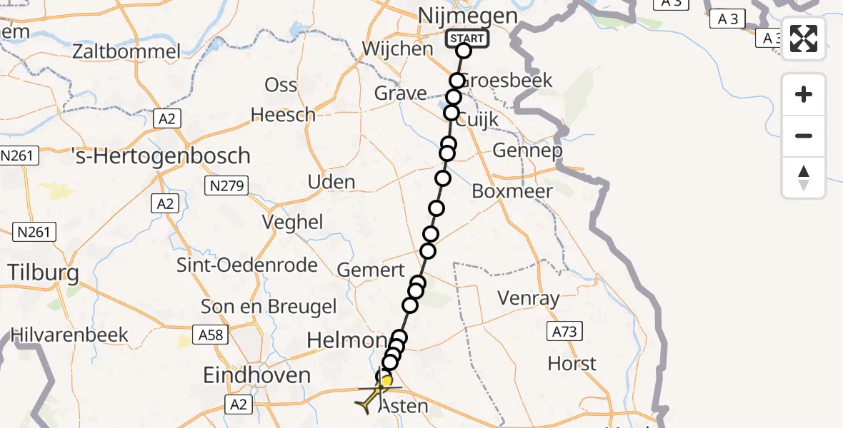 Routekaart van de vlucht: Lifeliner 3 naar Lierop, Scheidingsweg