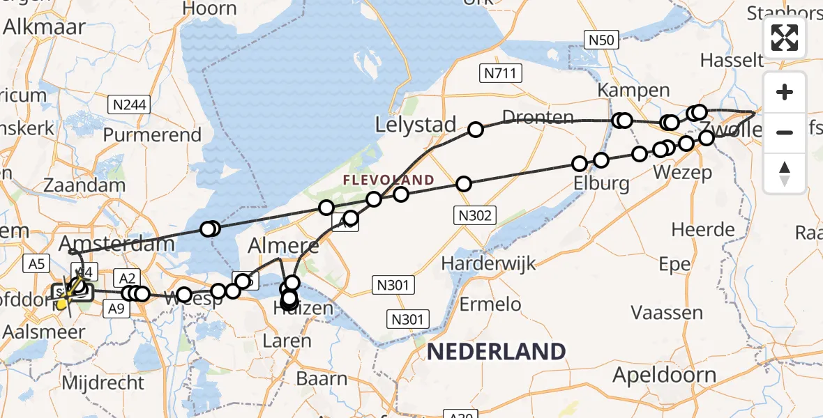 Routekaart van de vlucht: Politieheli naar Schiphol, Nieuwe Meerlaan
