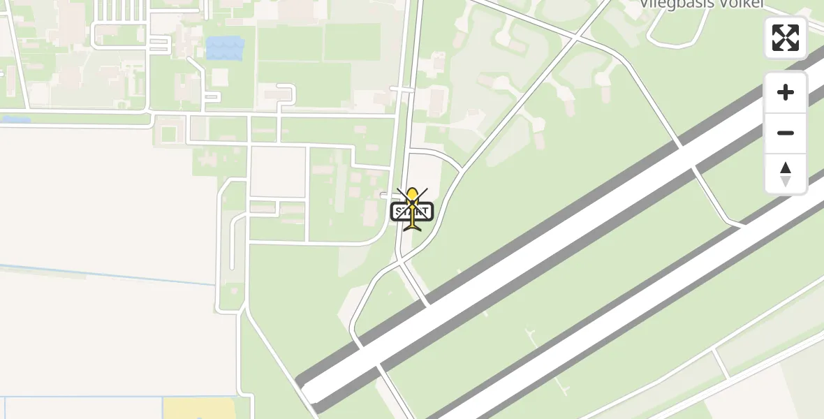 Vluchtroute Politiehelikopter van Vliegbasis Volkel naar Vliegbasis Volkel