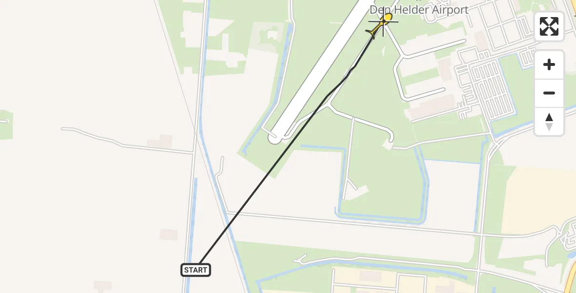 Routekaart van de vlucht: Kustwachthelikopter naar Vliegveld De Kooy, Luchthavenweg