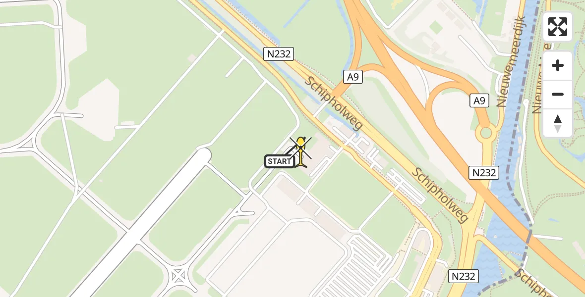 Vluchtroute Politiehelikopter van Schiphol naar Schiphol