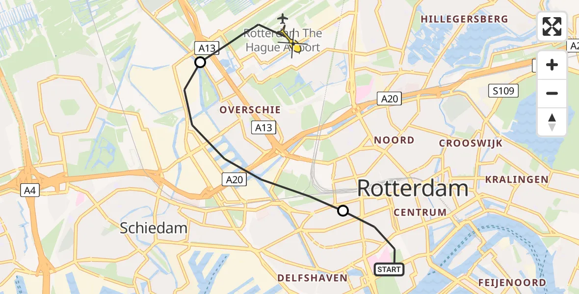 Routekaart van de vlucht: Lifeliner 2 naar Rotterdam The Hague Airport, Doorbraak
