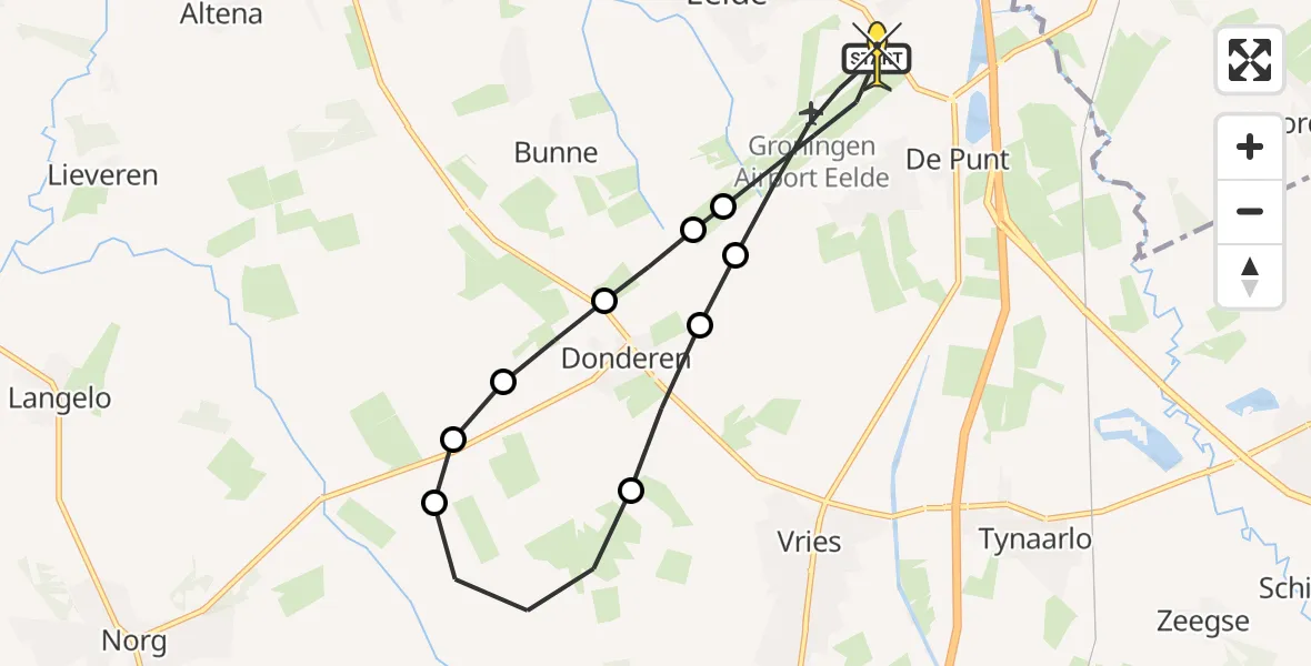 Routekaart van de vlucht: Lifeliner 4 naar Groningen Airport Eelde, Norgerweg