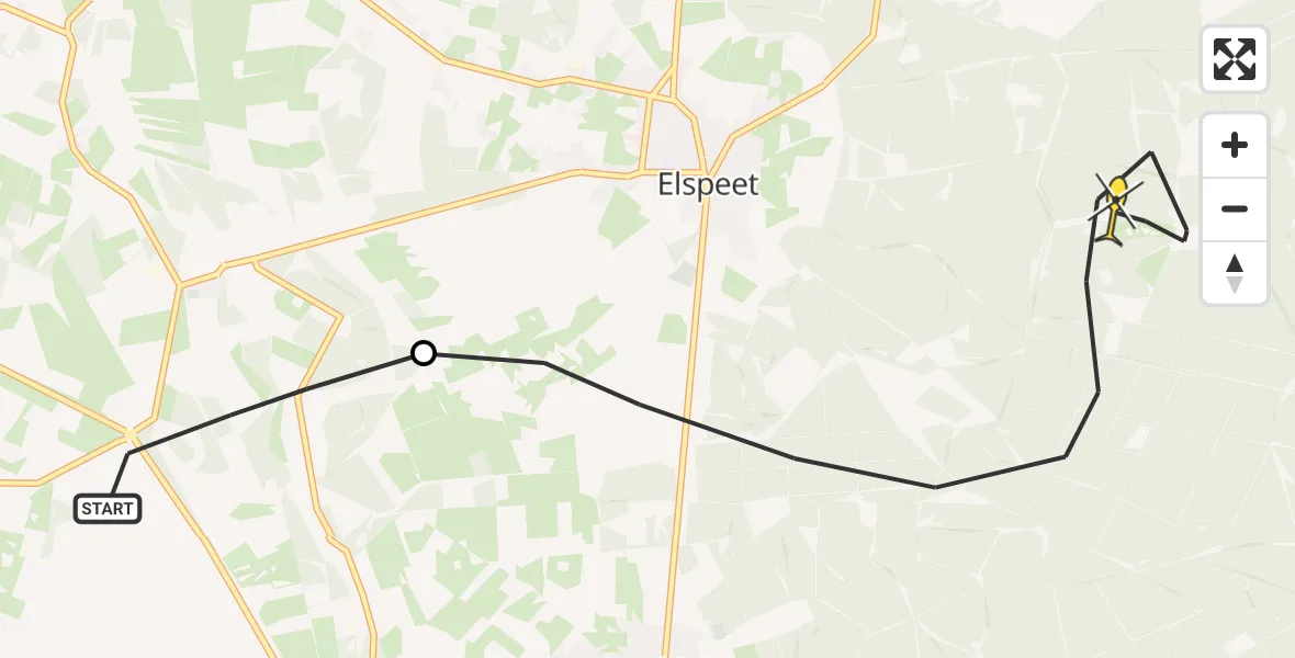 Routekaart van de vlucht: Politiehelikopter naar Elspeet, Uddelermeerweg