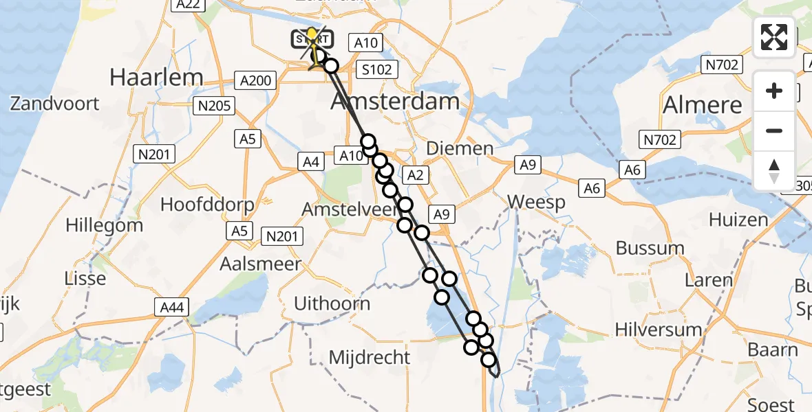Routekaart van de vlucht: Lifeliner 1 naar Amsterdam Heliport, Maltaweg