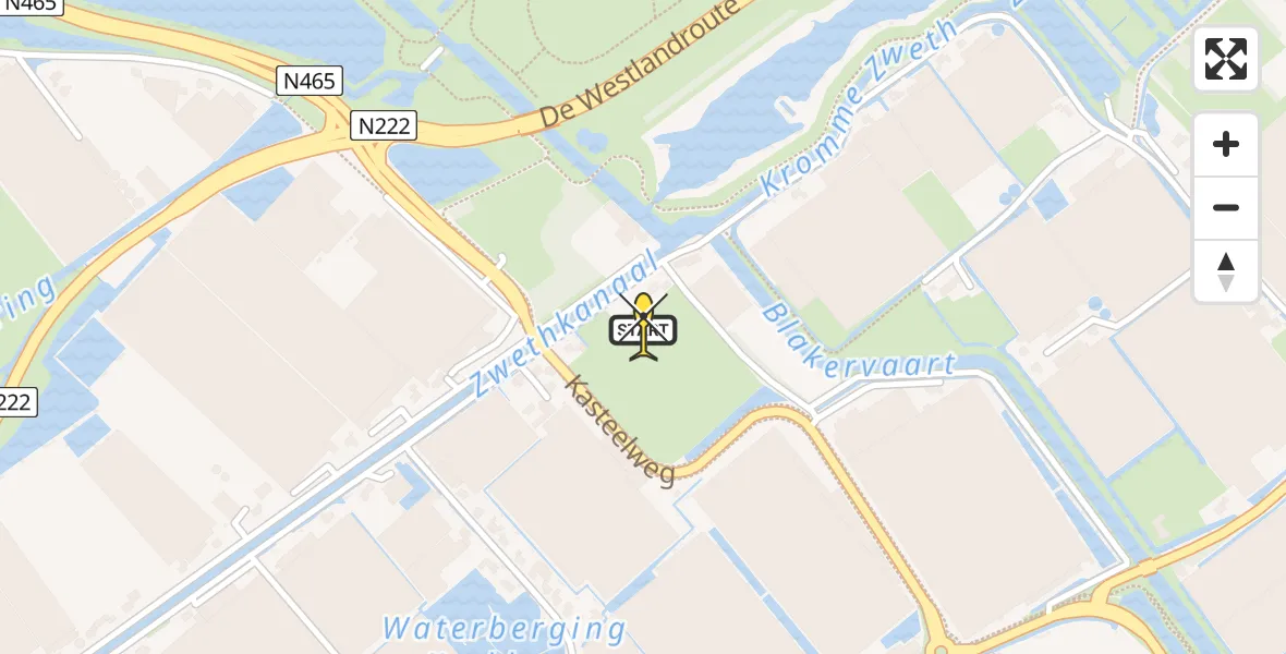 Routekaart van de vlucht: Lifeliner 1 naar De Lier, Noord-Lierweg