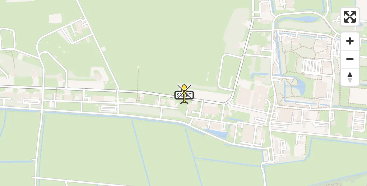 Vluchtroute Ambulancehelikopter van Vliegbasis Leeuwarden naar Vliegbasis Leeuwarden