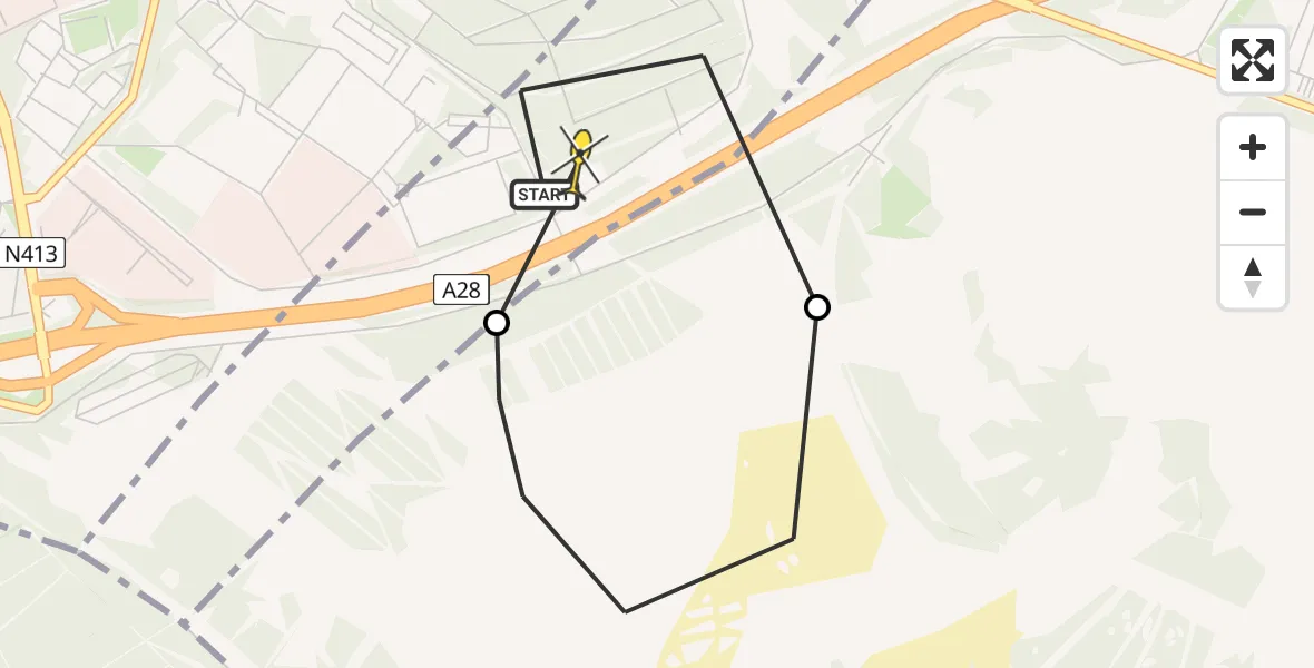 Routekaart van de vlucht: Politiehelikopter naar Amersfoort, Graf 25