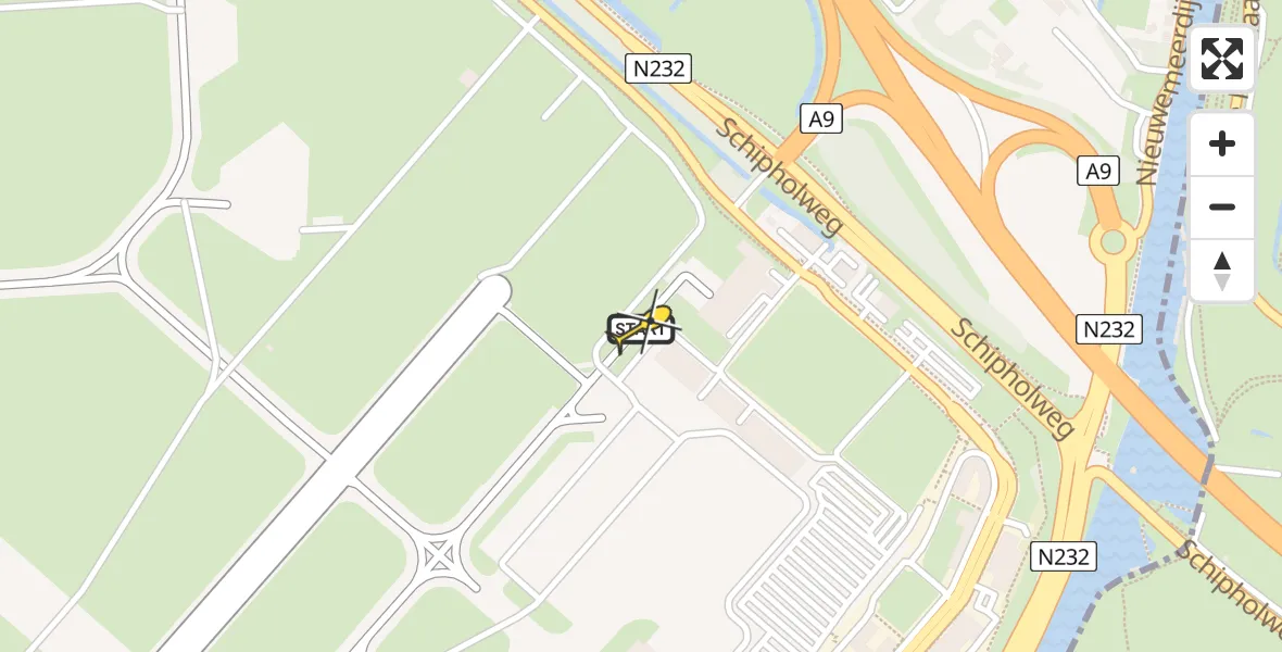 Routekaart van de vlucht: Politieheli naar Schiphol, Thermiekstraat