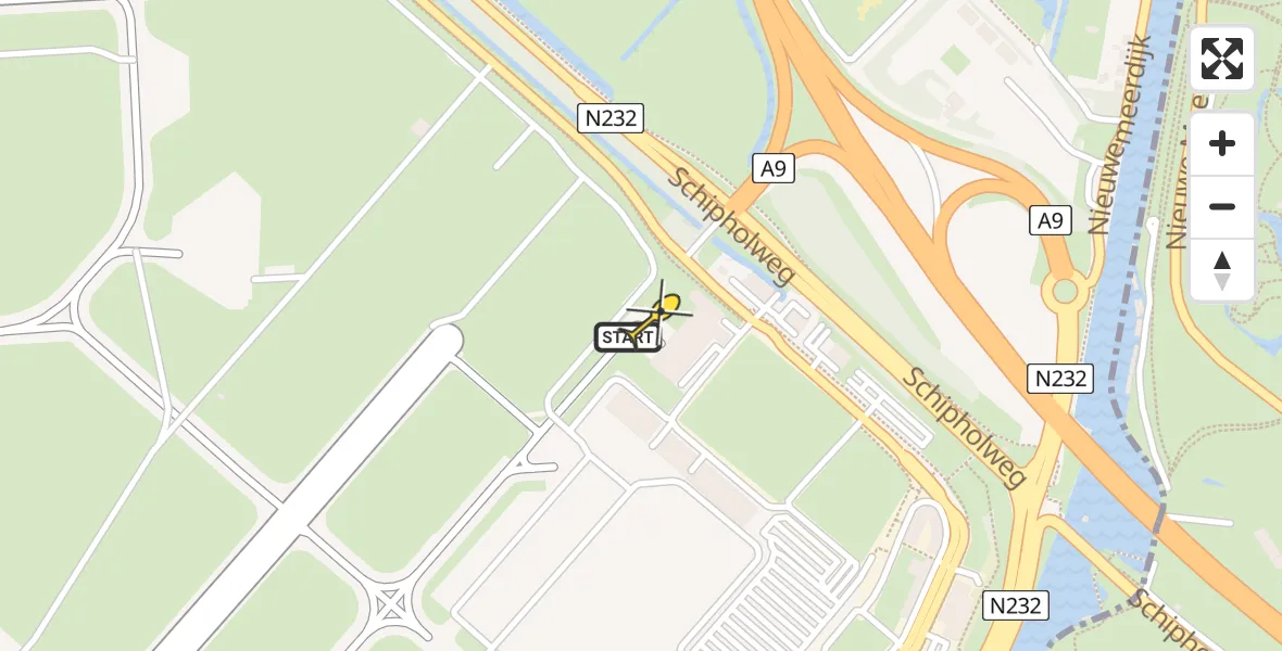 Vluchtroute Politiehelikopter van Schiphol naar Schiphol